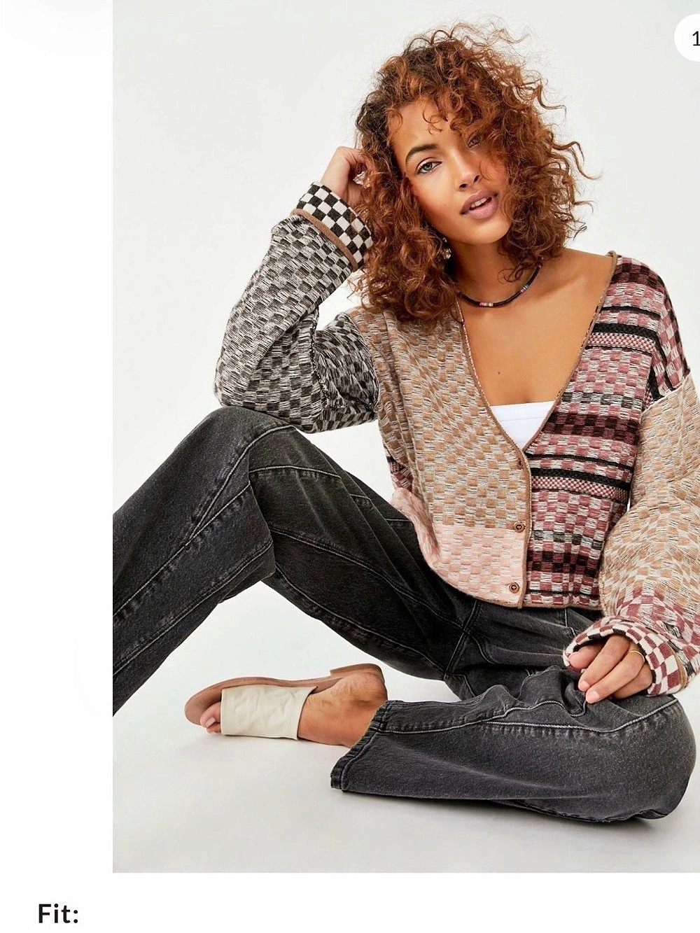 Free People Ready Set Go Cardi Color Block Cardigan Pink & Black Like New, sz xs